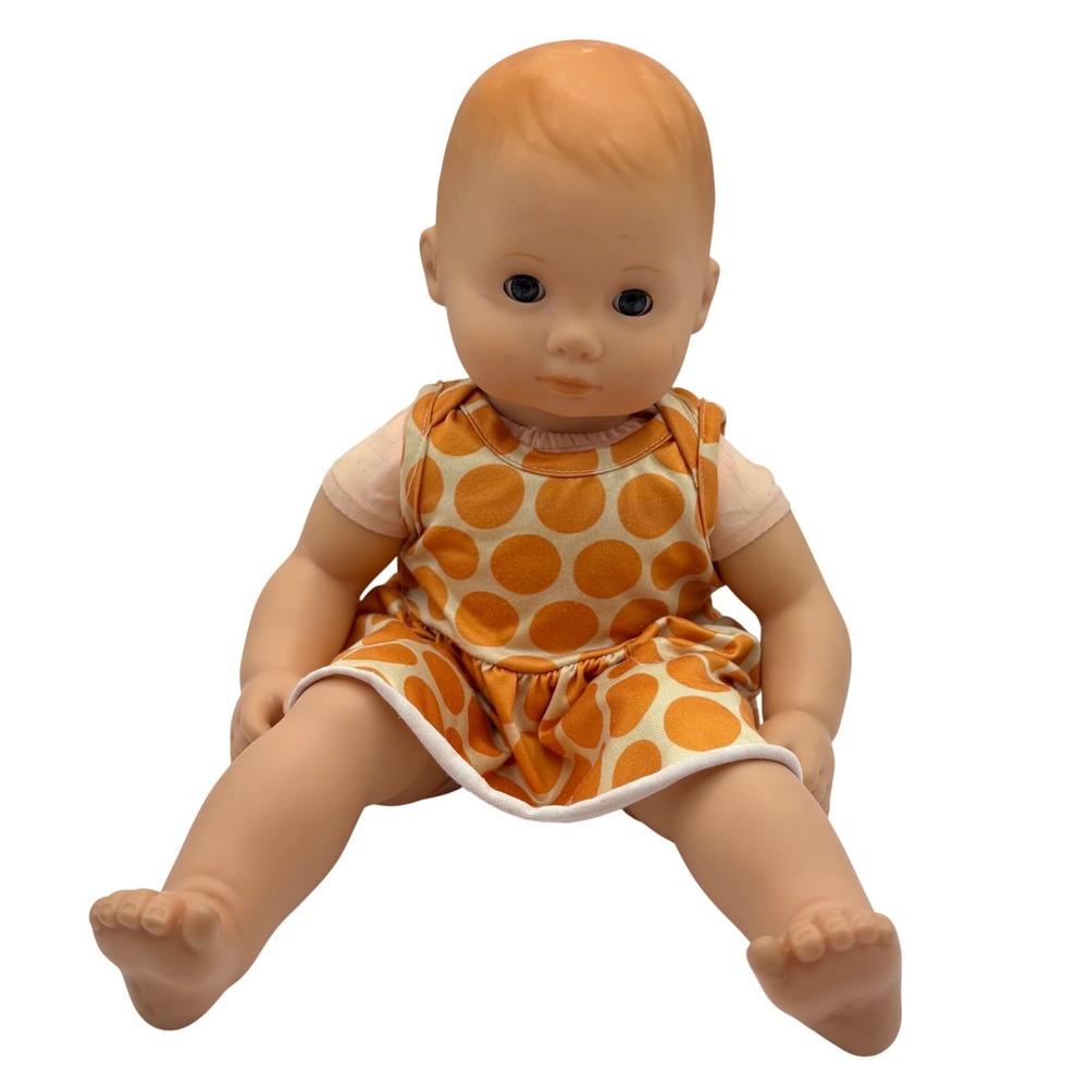 American Girl Bitty Baby Doll #3 Blonde Blue Eyes Orange Polka Dot Dress BB3 15"